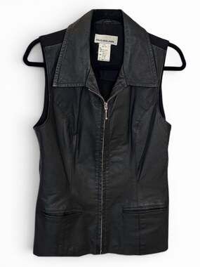Vintage Leather David Benjamin Women’s Black Front Zip Edgy Biker Vest Size M
